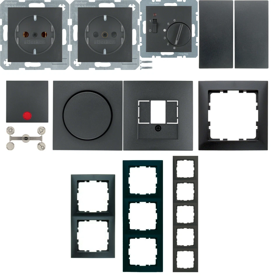 Berker S.1 anthrazit/matt Steckdosen/Z.Stk./Wippen/Rahmen/Taster usw. -wählbar -
