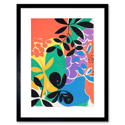 Henri Matisse Inspired Plant Shapes Painting Abstract Framed Art Print 12X16