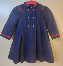 Rothschild Wool Peacoat Girls Size 6 Navy Blue Button Front Vintage Made in USA