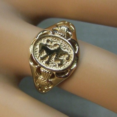 ct GOLD new gents Scottish rampant lion ring UK