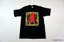 Vtg 1996 Tejas Heat T-Shirt Hot Chili Pepper Black Cee Zee USA 90s Adult Medium
