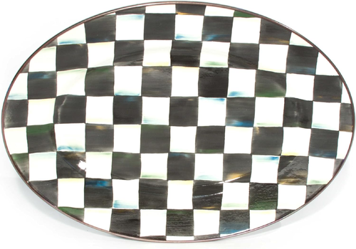 MACKENZIE-CHILDS Enamel Oval Platter, Serving Plate for Entertaining, Small, Bla - Picture 10 of 12
