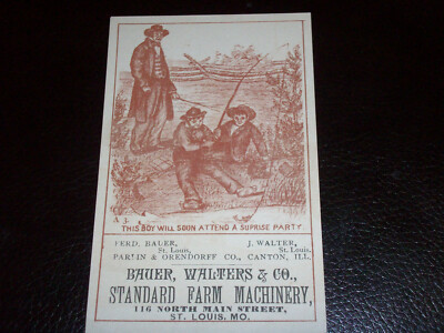 Rare Late 1800's Bauer,Walters,& Co. Standard Farm Equipment Trade Card