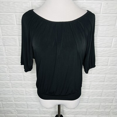 #ad EXPRESS Black Elastic Neck Banded Blouse Top XS $12.99