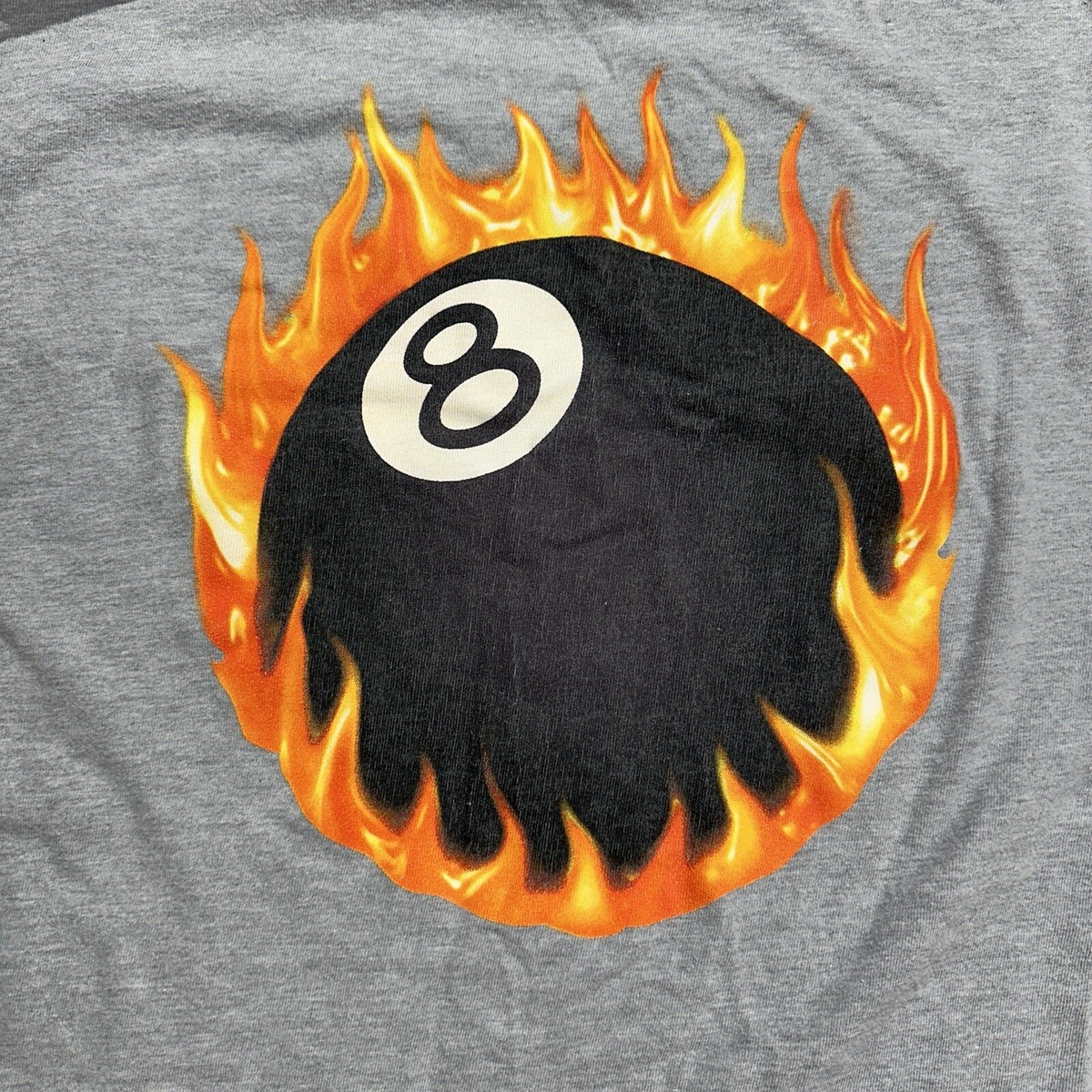 Stussy Flame 8 Ball Long Sleeve Gray T-Shirt Men's Size Medium | eBay