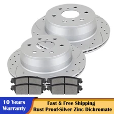 Rear Slotted Rotors and Brake Pads Kits for Chevy Suburban 1500 Tahoe GMC Yukon