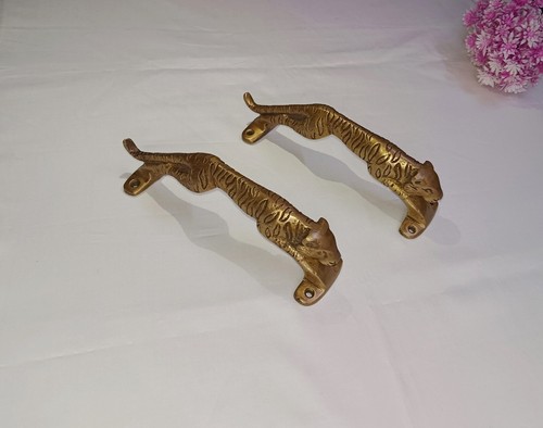 Running Cougar Cat Door Pull Set Brass Jaguar Design Office Cabinet Handle CA508 - Afbeelding 1 van 9