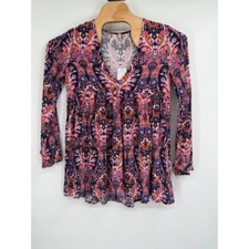 Free People Luna Scarf Print Tunic Mini Dress Navy Pink Boho Hippie Women NWT S