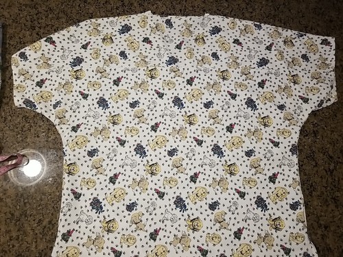 2-Medical ScrubTop Sz.Large,teddy,star Blue/puppy,Paws,flowers,cream. - Picture 10 of 16