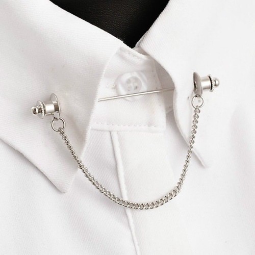 Men Silver Gold Shirt Collar Clip Bar 