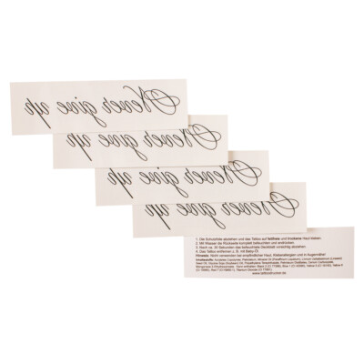 2 x Never give up Tattoo - Schriftzug in schwarz - Temporary Haut Tattoo (2)