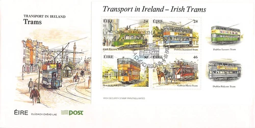 Stamps: First Day Cover, IRELAND, Irish Trams, 1987, 6 Stamps