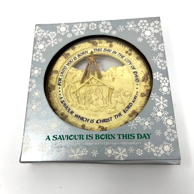 A Saviour Is Born This Day Enesco Ornament 1982 Nativity Vintage