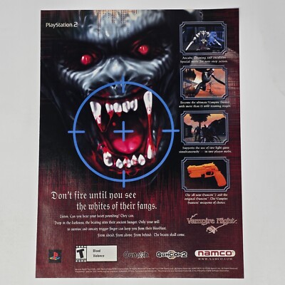 Vampire Night Sony PlayStation 2 PS2 Guncon Dont Fire Print Ad/Poster Promo Art