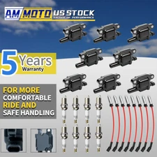 8PCS OEM Ignition Coil+Iridium Spark Plug+Wire For Chevy GMC 5.3 6.2L UF413