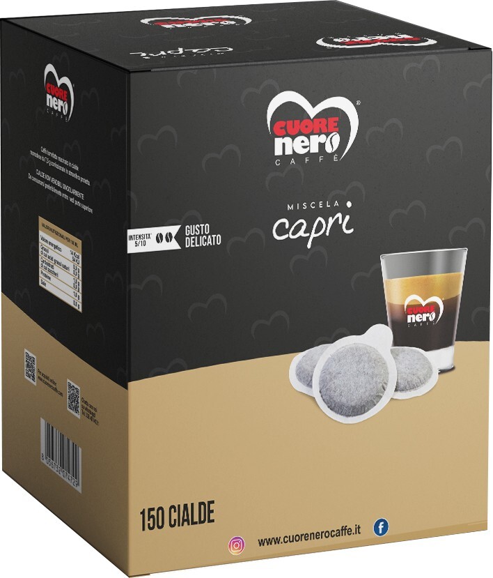 150 CIALDE CUORE NERO CAFFE' MISCELA CAPRI gusto Delicato 44 ESE