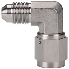 4AN Male to 4AN Female 90 Degree Swivel Stainless Steel Brake Fitting Adapter