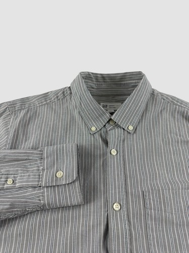 Gap Men's Large Gray Striped Dress Shirt Long Sleeve Button Down Stretch - Picture 2 of 12