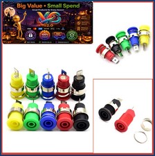 4mm Banana Jack Female Panel Mount Socket Binding Post Adapter 10 Pcs Red Black