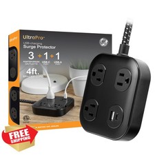 GE UltraPro 3-Outlet Surge Protector with 4ft Braided Cord, Power Strip, Exte...