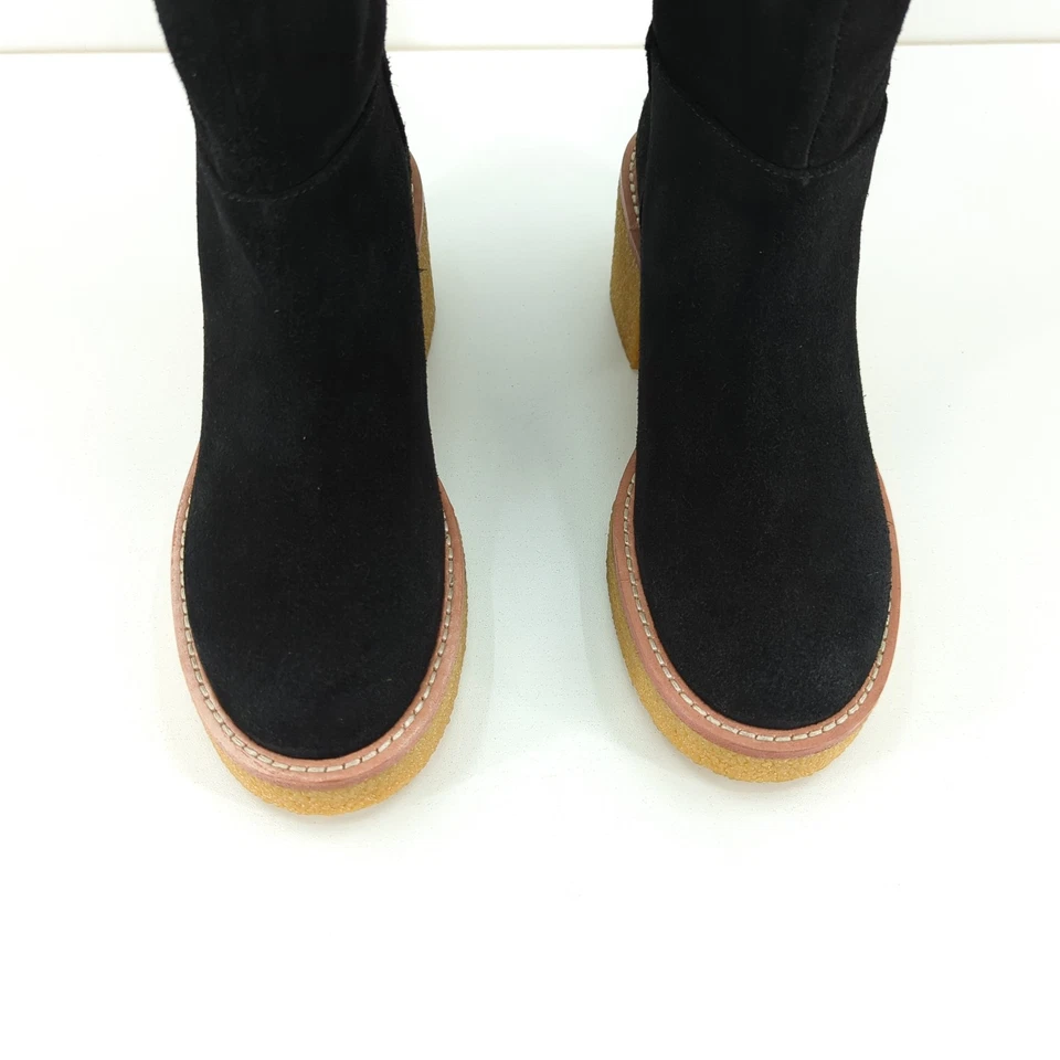 Botas holgadas Stuart Weitzman para mujer 5 Montana negras gamuza plataforma hasta la rodilla NUEVAS Foto 3 de 4