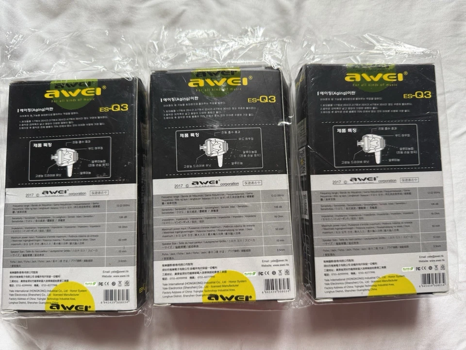 Auriculares internos con cable Awei ES-Q3 3,5 mm aislamiento de ruido graves estéreo nuevos Foto 2 de 4