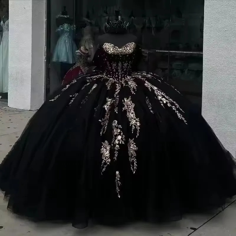 Princesa Quinceañera Vestidos Vestidos De 15 Anos XV Encaje Apliques Vestido de Baile