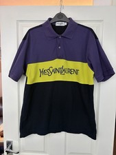 Polo Yves Saint Laurent YSL grande logo colorblock vintage anni 90 grande L