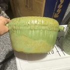 Frankoma Green Ceramic with 2 Handles, Drip Glaze Finish with lid!