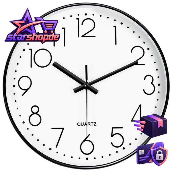 Wanduhr 25Cm Weiß Modern Design Wohnzimmer KüChe Deko Uhr-image