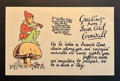 VINTAGE Halloween Postcard Cornish Pisky, Goblins and Fay's at Play