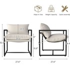 Set of 2 Upholstered Accent Chairs Beige/Black Metal Frame 265 lb 27.6in — photo 2