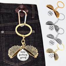 Keep Going Retro Sunflower Keychain Pendant Key Ring Bag Car Key Men Women Gift