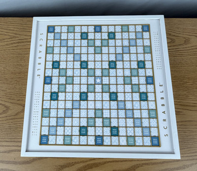 Scrabble Bianco Edition WS Game Companywith Rotating Wooden Game Board OPEN BOX