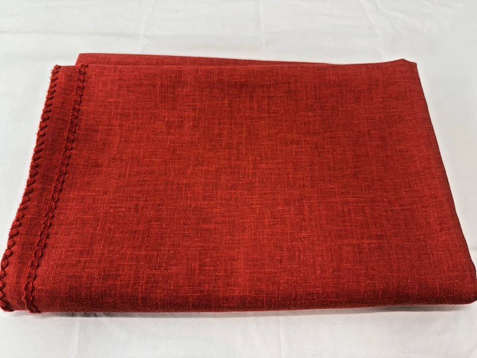 Rote Leinen Baumwolle Rand Weihnachten Valentinstag Urlaub Tischdecke länglich 52" x 70"
