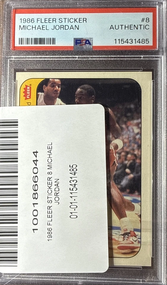 Pegatina Fleer 1986 #8 Michael Jordan PSA auténtica - ¡Apelación visual! Foto 3 de 3