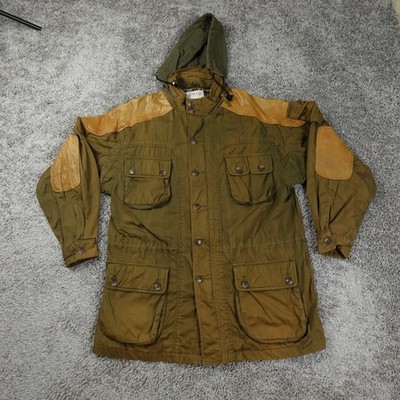 Vintage Orvis Jacket Mens Large Leather Trim Field Barn Safari Hunting  Patina