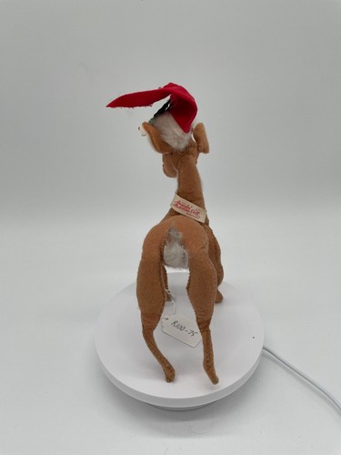 10" Reindeer with Red Nose - Santa Hat R100-75 Annalee - Picture 2 of 2