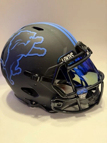 Barry Sanders signed Eclipse authentic Riddle Helmet Swartz Creek COA Custom