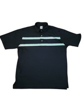 FootJoy FJ Polo Shirt Mens XL Athletic Fit Short Sleeve Navy Blue With Turquoise