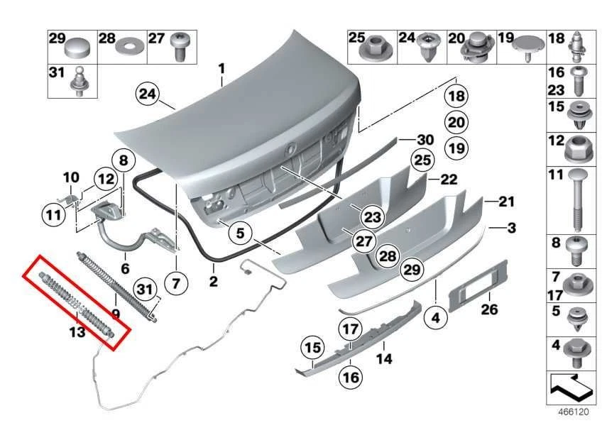 BMW 750Li xDrive RR 2010-15 RH y LH maletero cubierta tapa husillo transmisión muelle puntal Foto 2 de 4