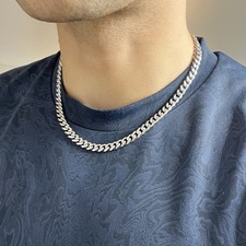 18 Inch 7mm Silver Cuban Curb Necklace Chain for Men Women Stainless Steel