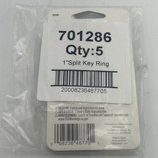 5 Pack of 2 Hillman Split/Cable Key Ring 701286 Tempered Steel Silver