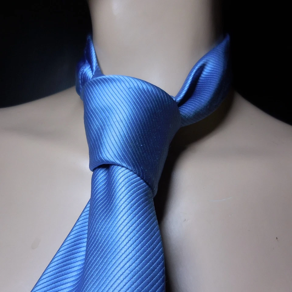 Cravate bleu monochrome Jules collection vintage unisexe mode femme homme N8550 - Photo 2/4