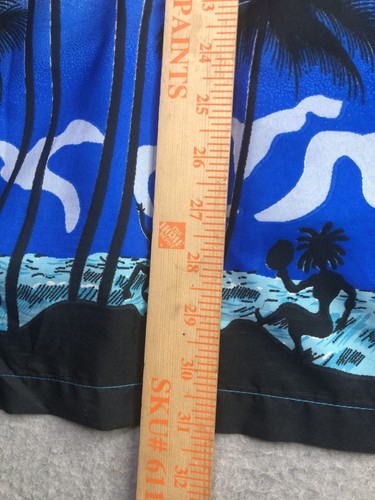 VHO Hawaiian Shirt Men’s Size 2X 100% Terivoile Front Pocket Blue Palm Trees - Picture 5 of 7