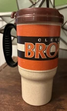 VTG NFL Whirley Cleveland Browns Football Hot Cold Plastic Mug Cup Lid 16 oz