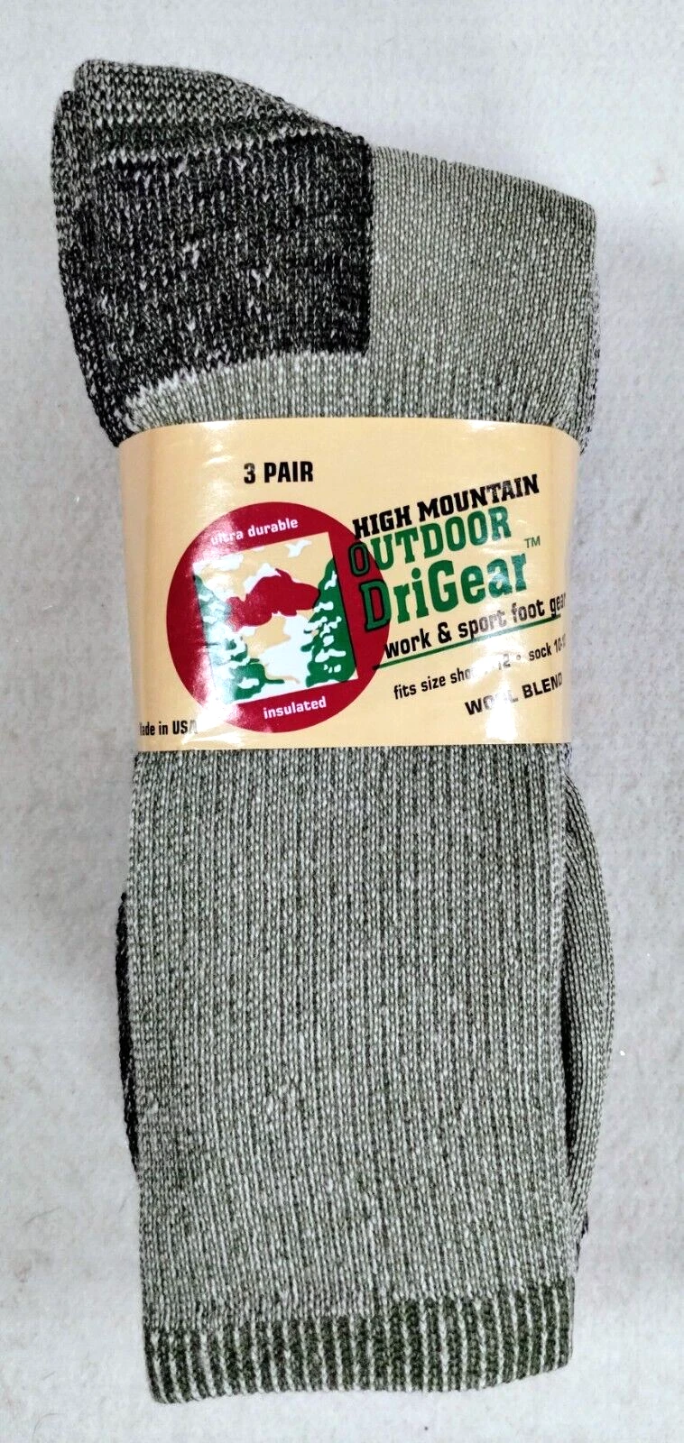 Men's High Mountain Outdoor Merino Wool Socks 3 Pair Size Large Green/Black
Opens in a new window or