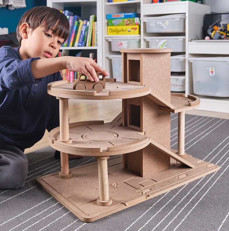 Wooden Toy Car Garage - Montessori Waldorf DIY Paintable Educational toy - Image 3 of 4