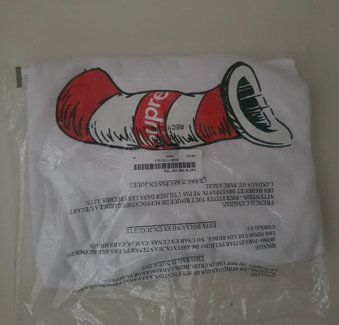 FW18 Supreme Cat In The Hat white tee size M medium T shirt New And Unopened