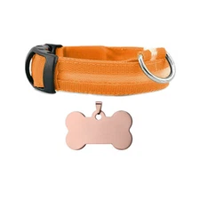 Pet Dog LED Collar Night Flashing With ID Name Tag Custom Engraved Double Side